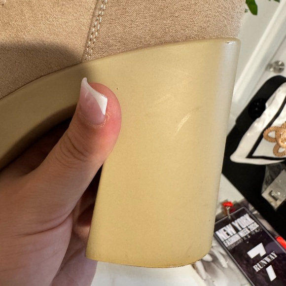 Women's Cream Faux Fur Platform Booties - Picture 6 of 9